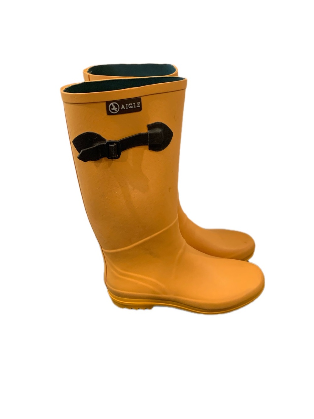 Aigle rain boots, yellow, knee-high, made in France. Size 41.
